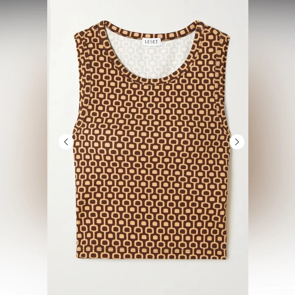 LESET Rio cropped printed stretch-jersey tank & skirt - Picture 3 of 7